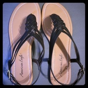 Black sandals worn once